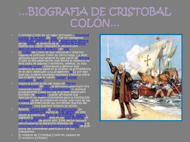 Biografia De Cristobal ColóN Biografia De Cristobal ColóN