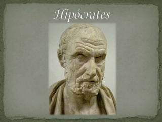 BIOGRAFÍA DE HIPÓCRATESNació en 460 a.C. en la isla de Cos (mar Egeo), y murió en el año 377 a.C. en Larisa (Tesalia). Fue un médico griego llamado desde la Edad Media  el Padre de la Medicina. 