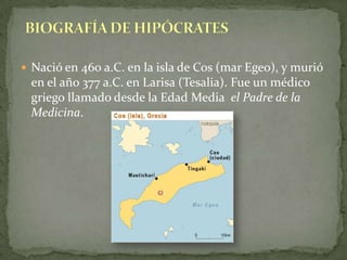 Viajó por toda Grecia y probablemente por el Próximo Oriente. Su figura ha sido venerada durante siglos como personificación del médico ideal y como el fundador de la medicina. 