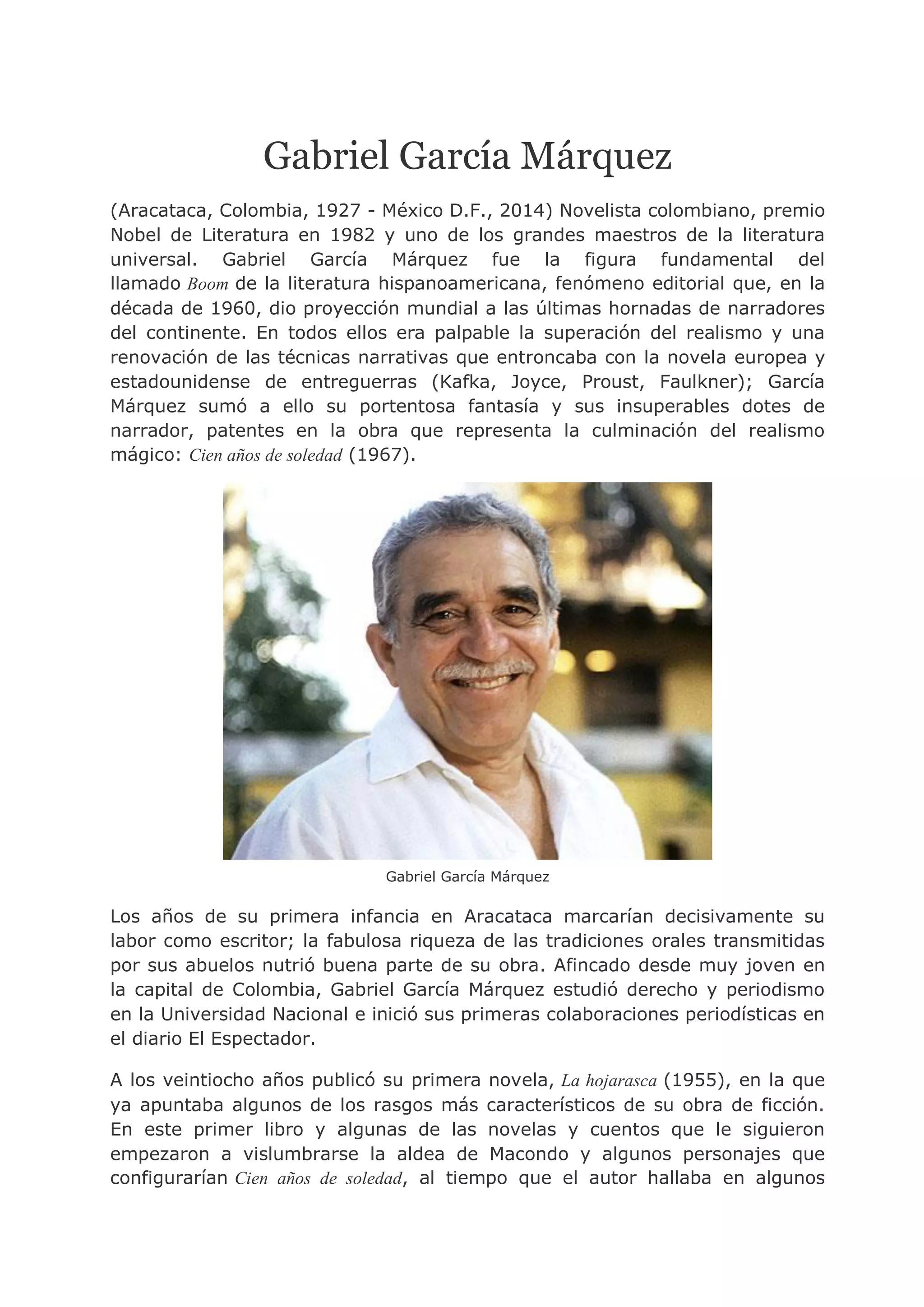 Biografía Gabriel Garcia Marquez | PDF