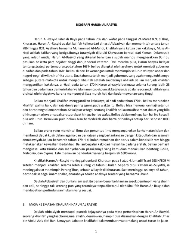 Biografi harun ar rasyid | DOCX