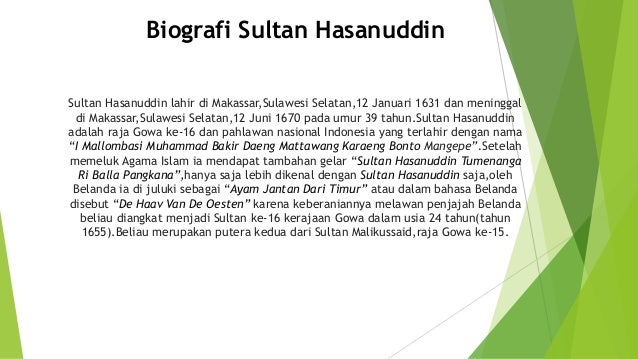 Biografi Sultan Hasanuddin Biografi Sultan Hasanuddin