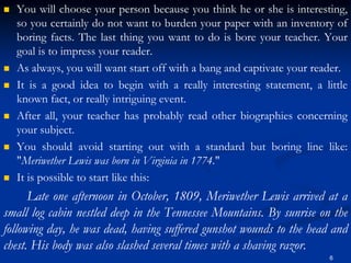 Biographical narrative essay | PPT