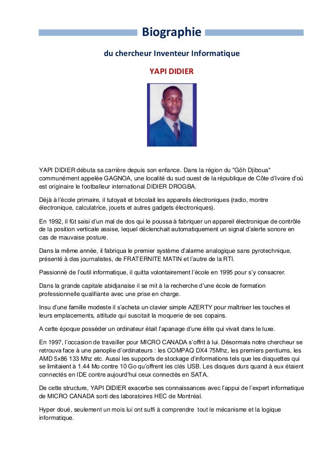 Exemple De Biographie Professionnelle Pdf