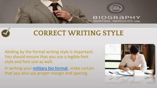 CORRECT WRITING STYLE
Abiding by the formal writing style is important.
You should ensure that you use a legible font
styl...