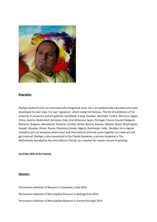 Biography Of Artist Shefqet Avdush Emini 2016 PDF 