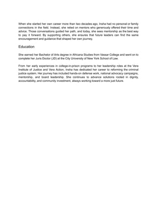 Biography and Professional Career of Insha Rahman | PDF