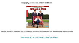 biography audiobooks Ambani and Sons
biography audiobooks Ambani and Sons | autobiography audiobooks read Ambani and Sons | best audiobooks Ambani and Sons
LINK IN PAGE 4 TO LISTEN OR DOWNLOAD BOOK
 