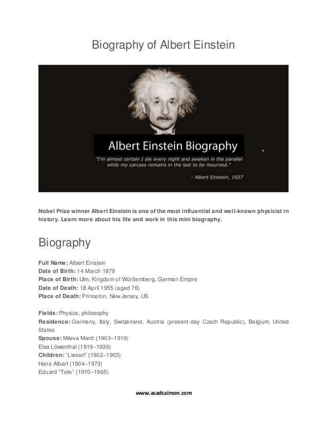 biography einstein english