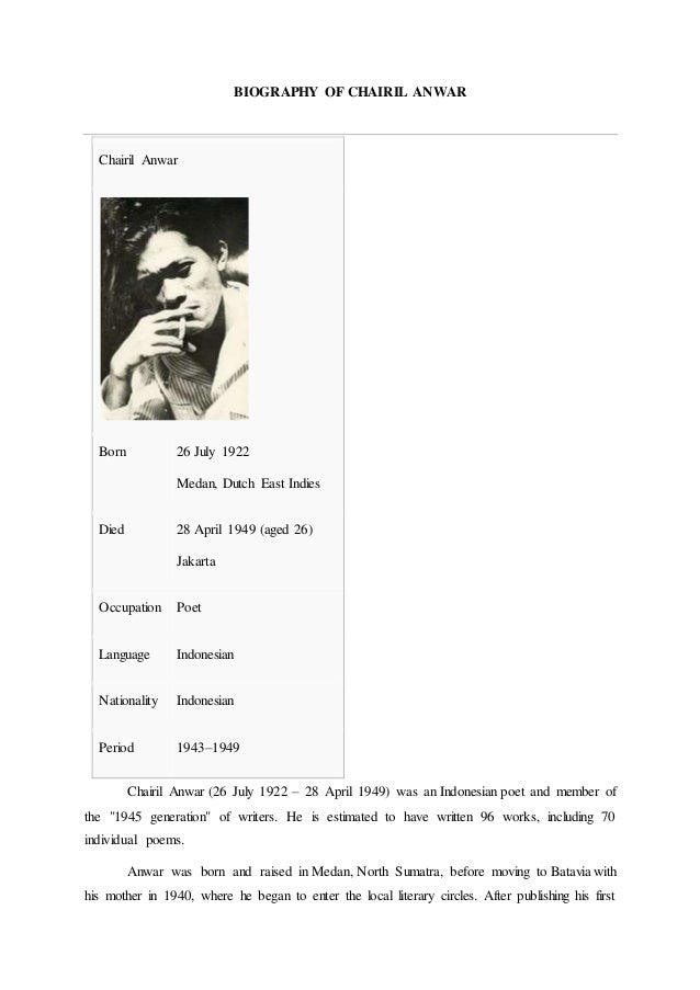 Download Gratis Gambar Biography Of Chairil Anwar Terupdate by Cikimm