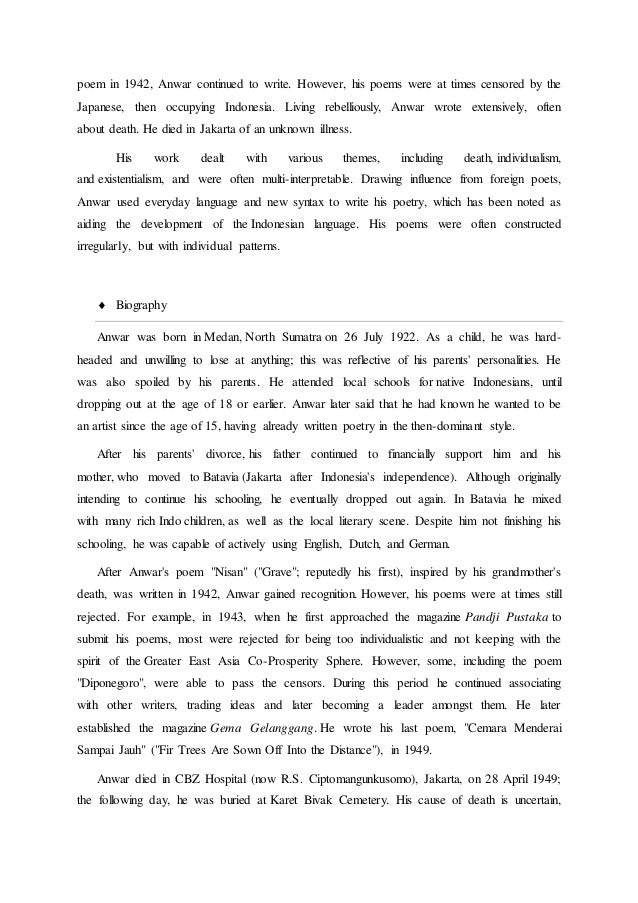 Free Gambar Biography Of Chairil Anwar Terkeren oleh Cikimm.com