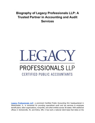 Biography of Legacy Professionals LLP | A Trusted Partner in Accounting ...