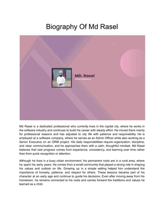 Biography Of Md Rasel | PDF