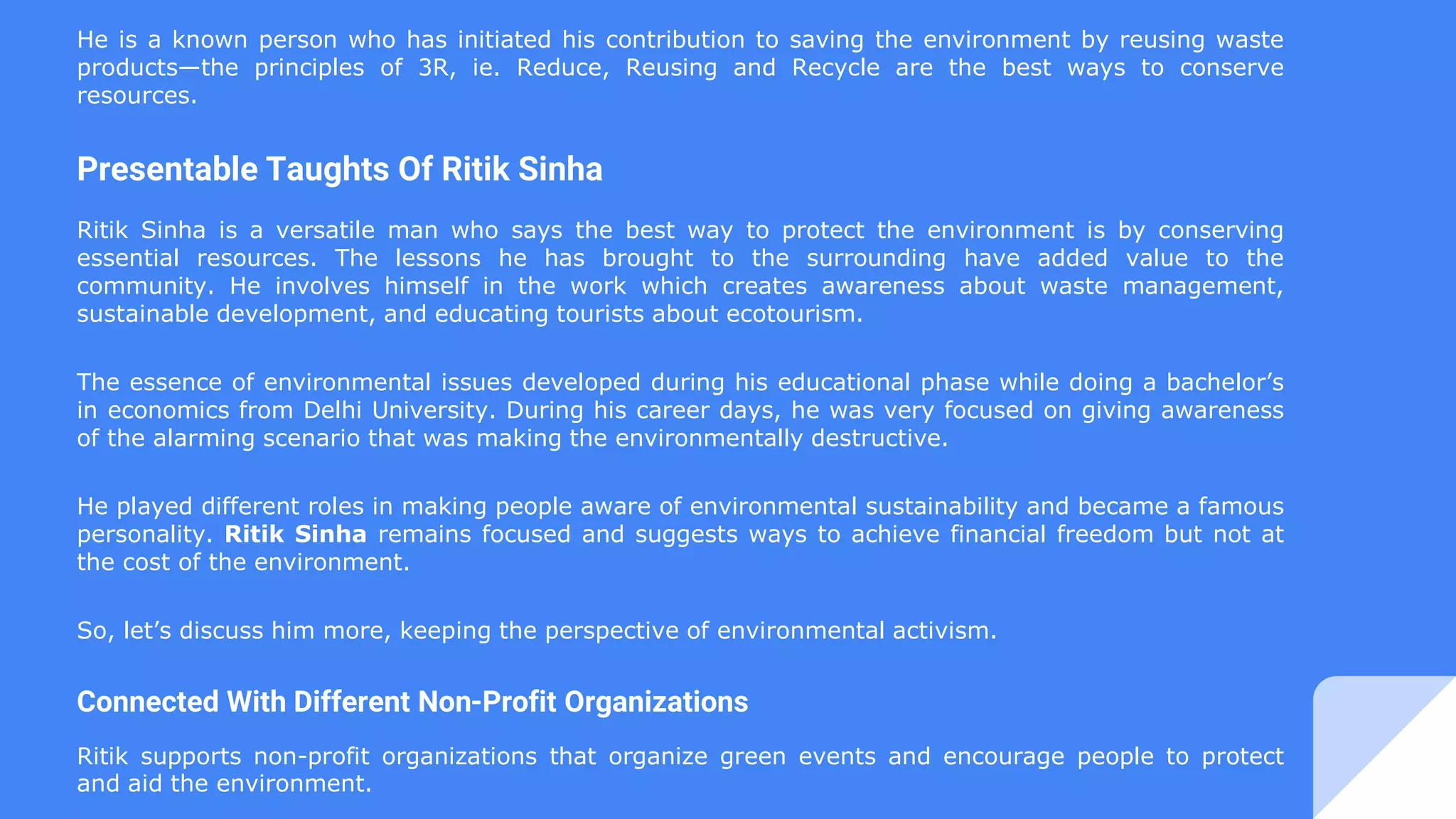 Biography of Ritik Kumar Sinha Perspective Environmentalist.pptx ...