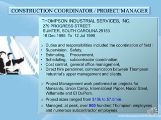 direct hire of personnel, subcontract administration, 