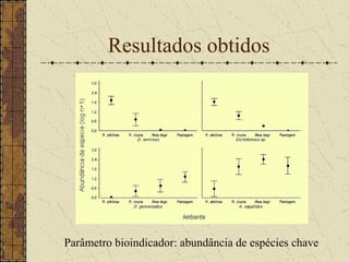 Resultados obtidos




Parâmetro bioindicador: abundância de espécies chave
 