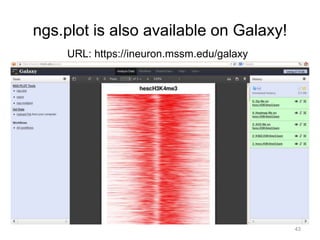 ngs.plot is also available on Galaxy!
URL: https://ineuron.mssm.edu/galaxy
43
 