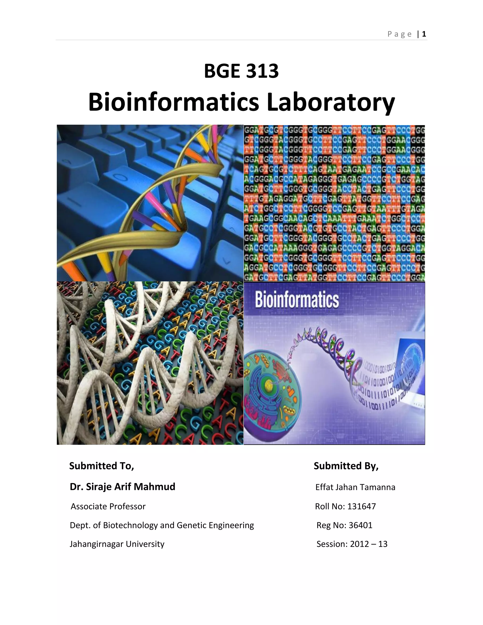 Bioinfomatics laboratory | PDF | Biological Sciences | Science
