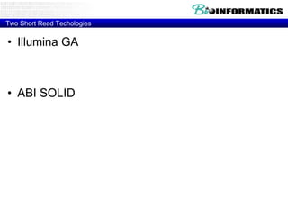 Two Short Read TechologiesIllumina GAABI SOLID