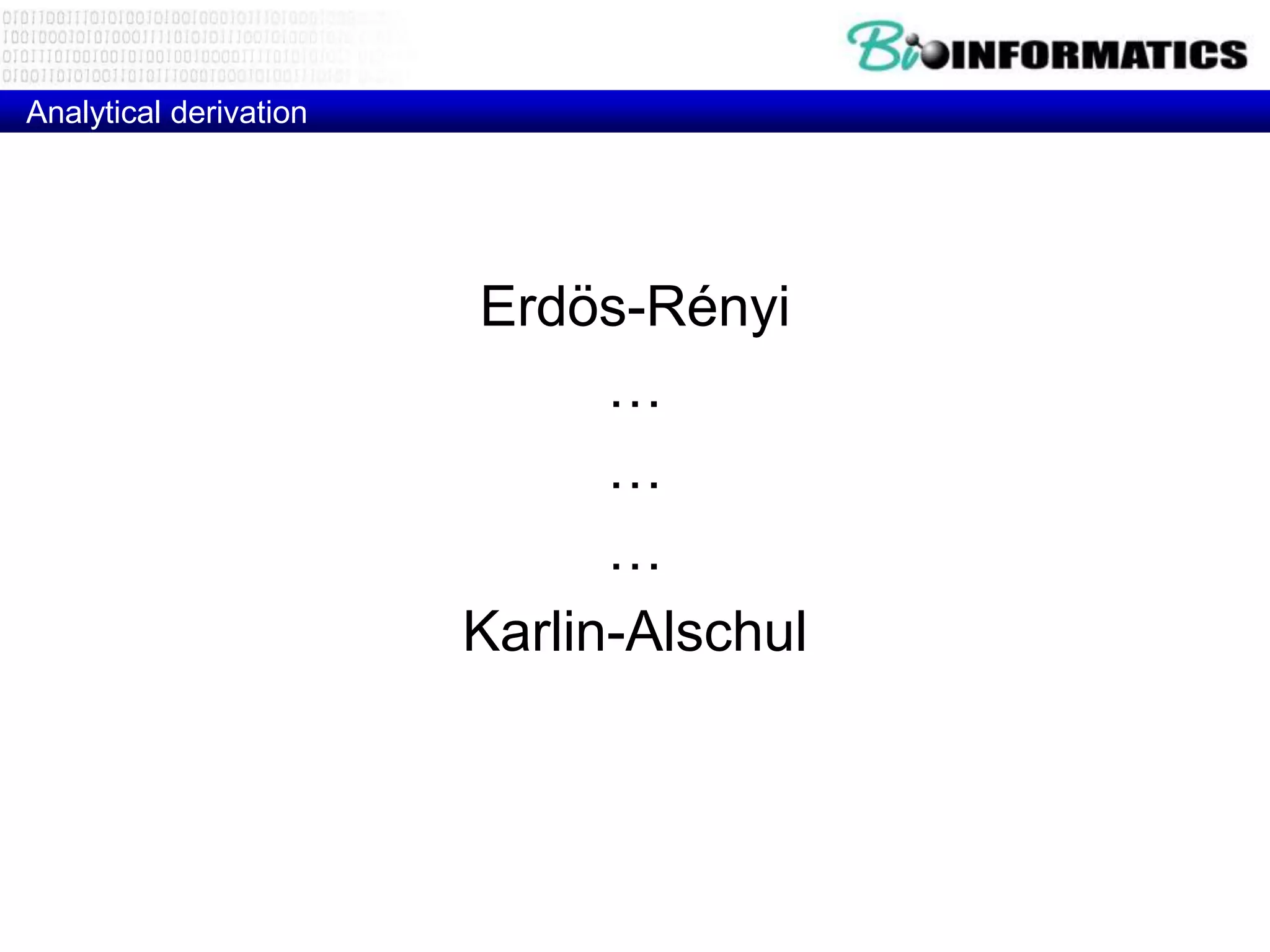 Analytical derivation Erdös-Rényi … … … Karlin-Alschul 