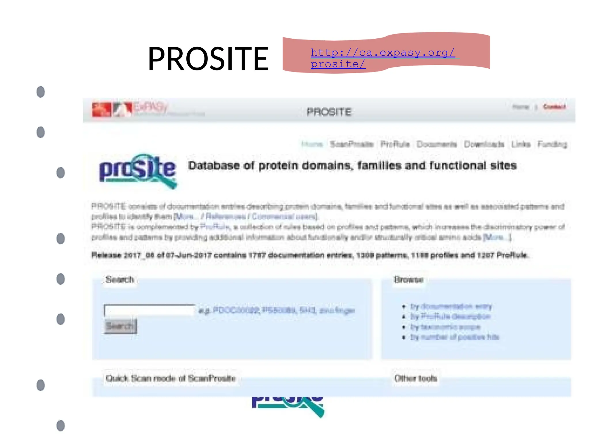 PROSITE http://ca.expasy.org/
prosite/
 