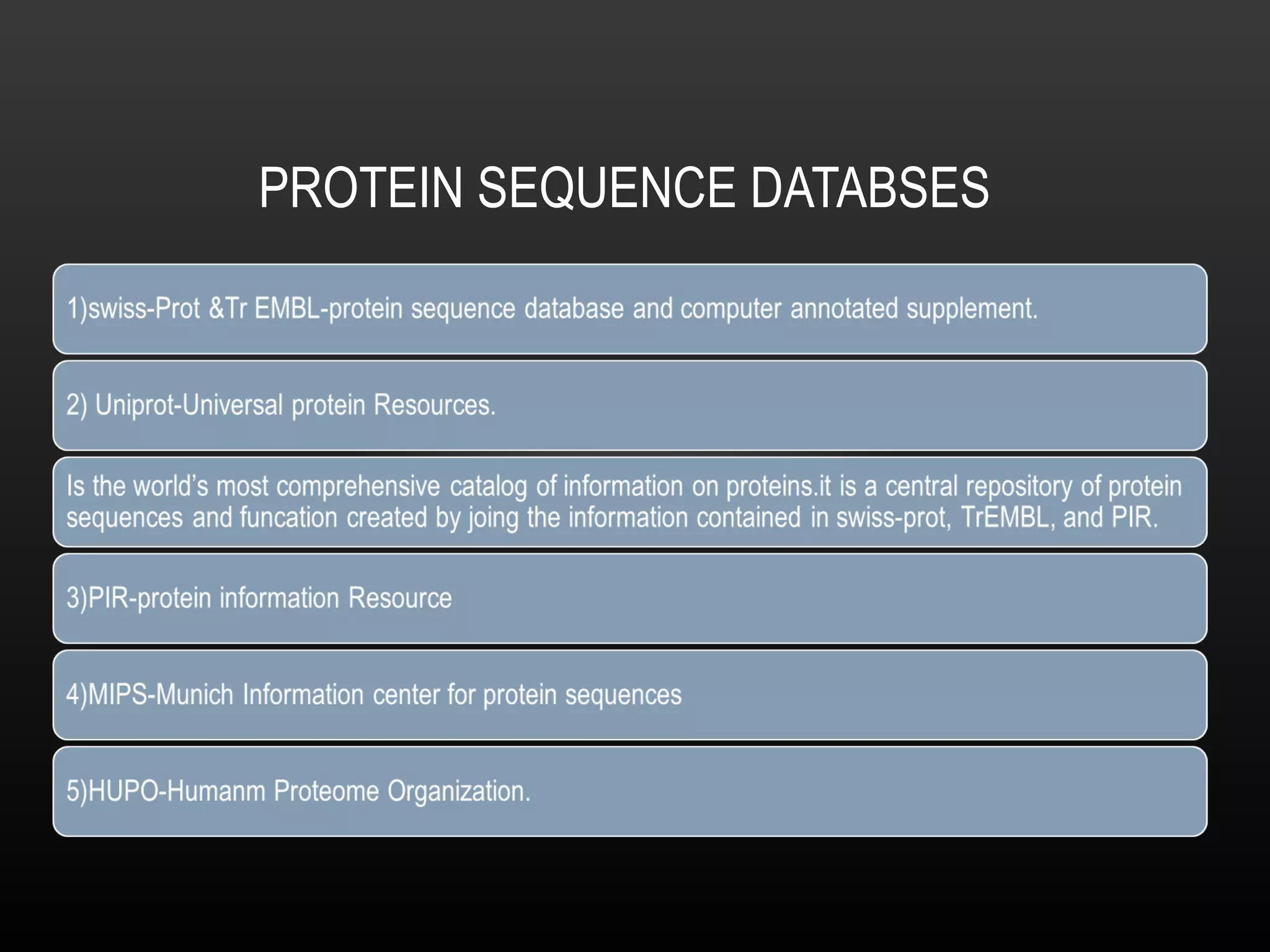 PROTEIN SEQUENCE DATABSES 