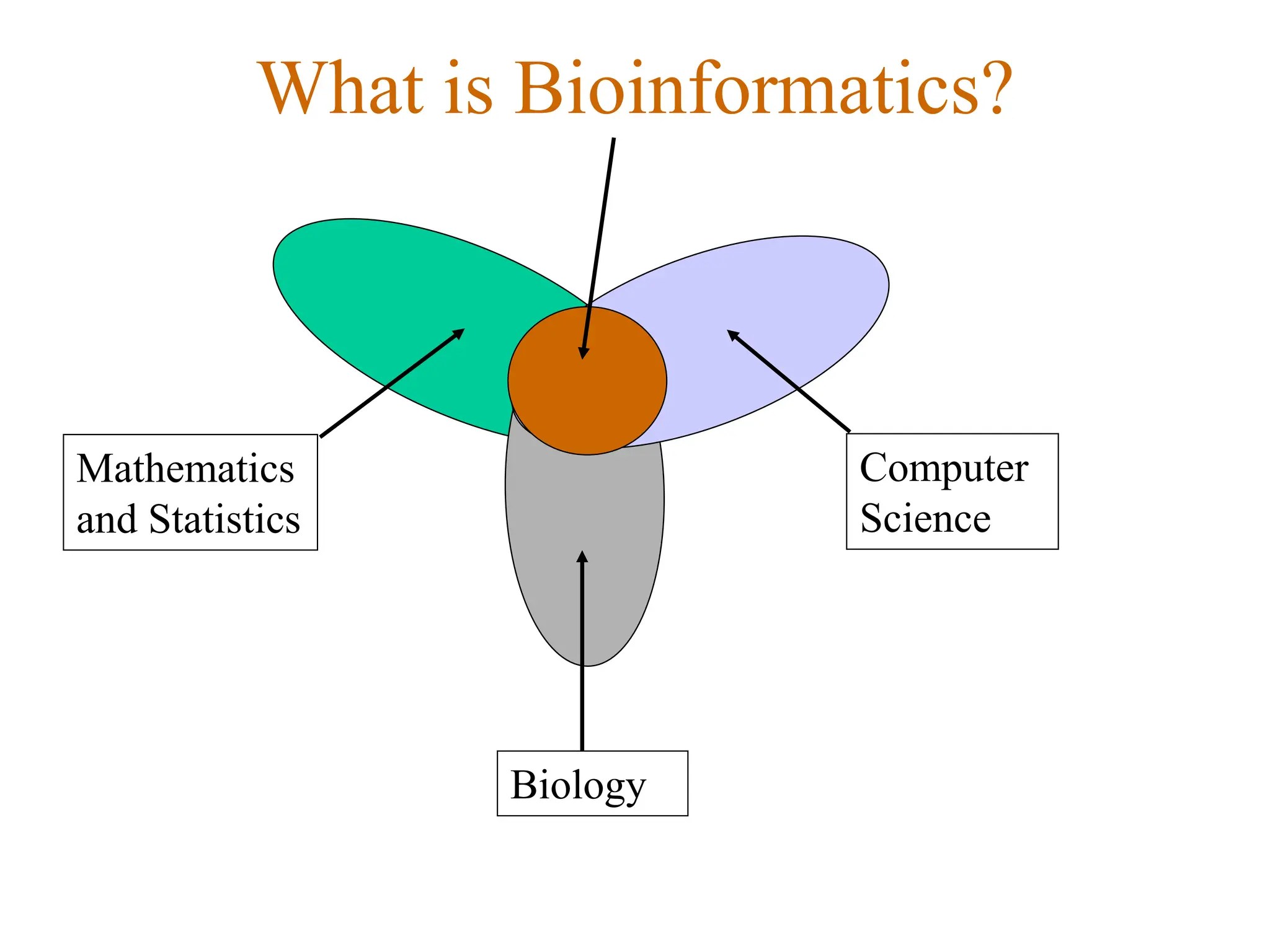What is Bioinformatics?
Mathematics
and Statistics
Biology
Computer
Science
 