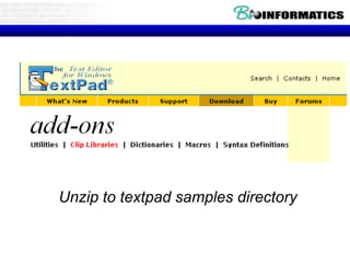 Unzip to textpad samples directory

 