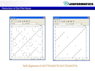 Reduction of Dot Plot Noise 
Self alignment of ACCTGAGCTCACCTGAGTTA 
 