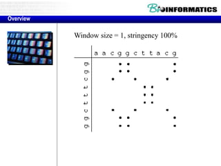 Overview 
Window size = 1, stringency 100% 
 