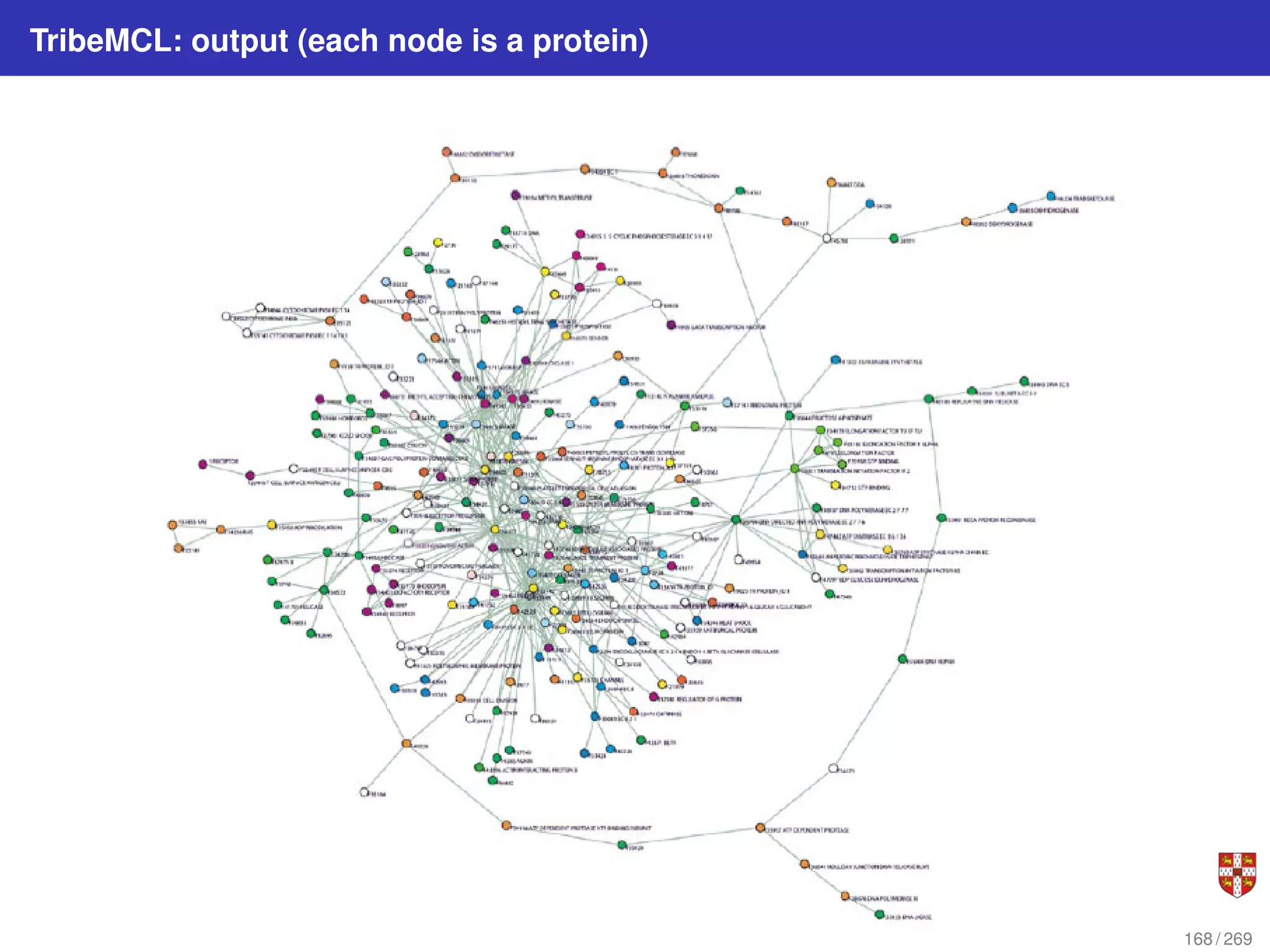 TribeMCL: output (each node is a protein)
168 / 269
 