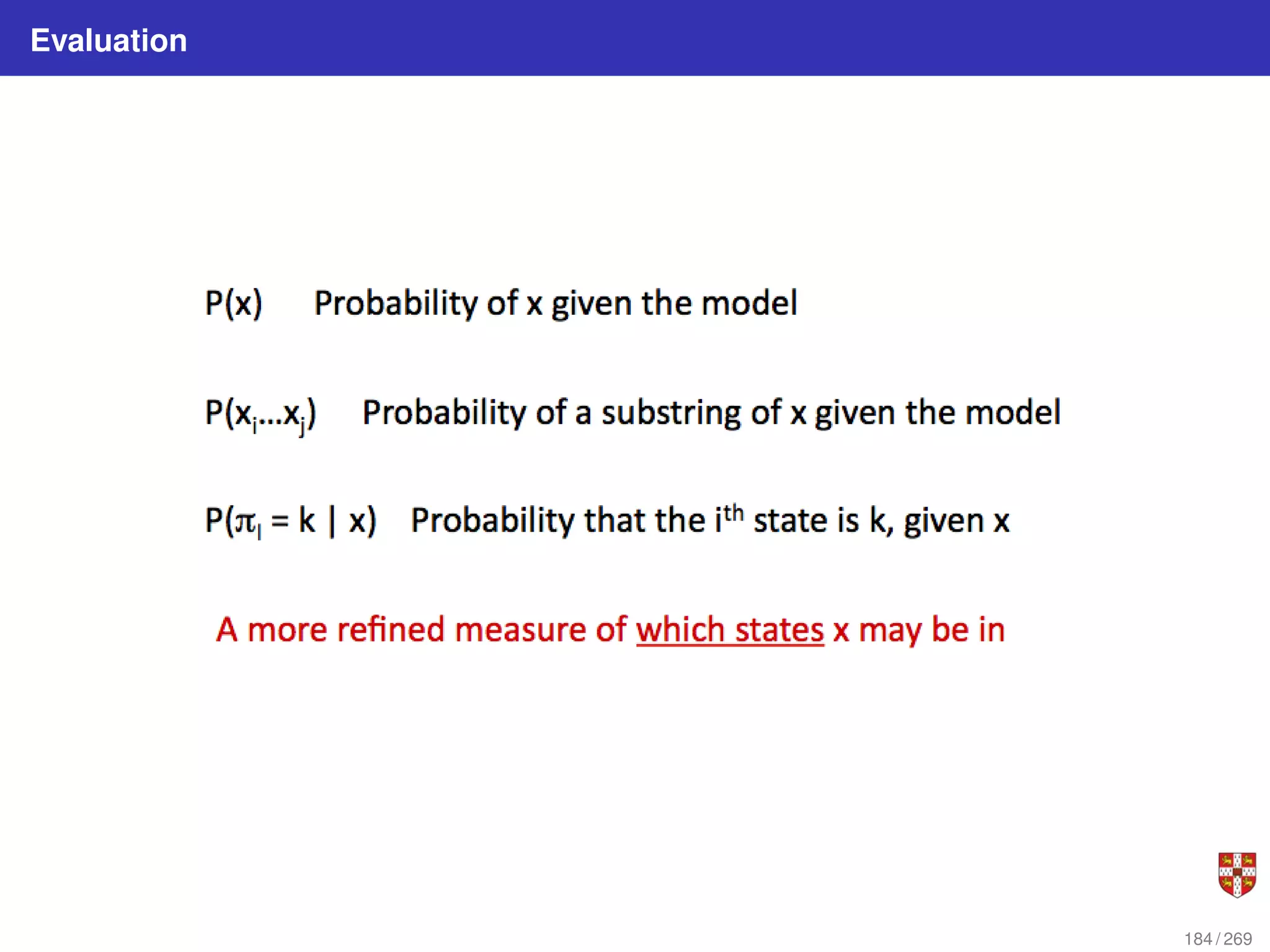 Evaluation
184 / 269
 