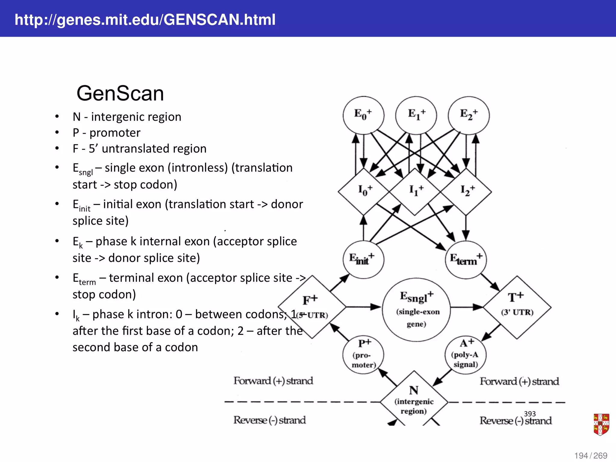 http://genes.mit.edu/GENSCAN.html
194 / 269
 
