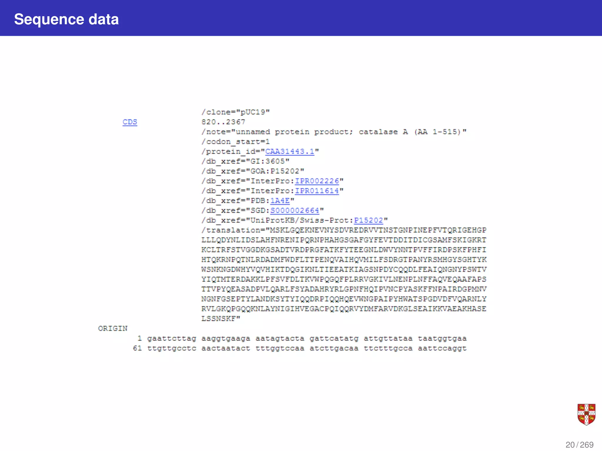 Sequence data
20 / 269
 