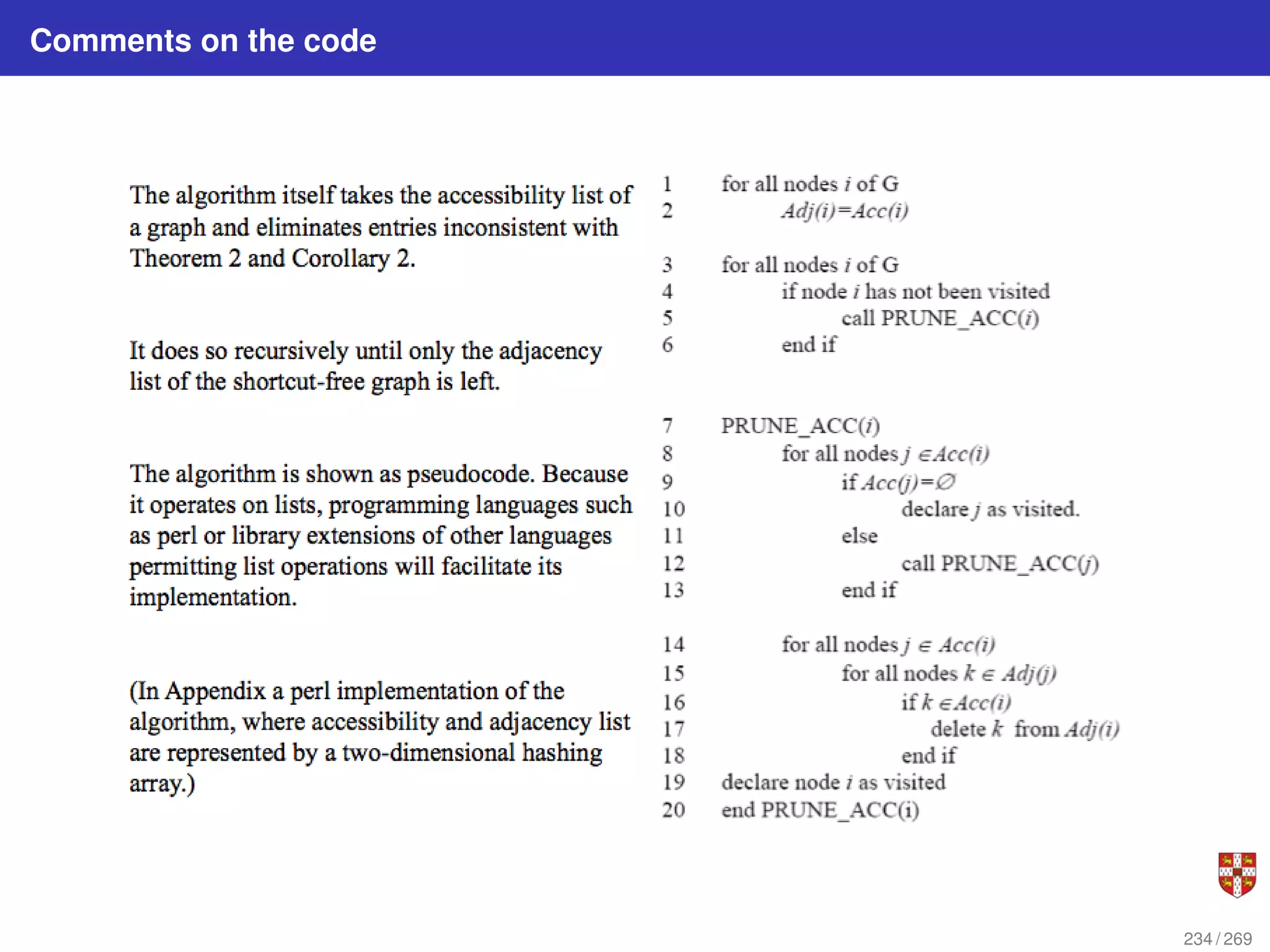 Comments on the code
234 / 269
 