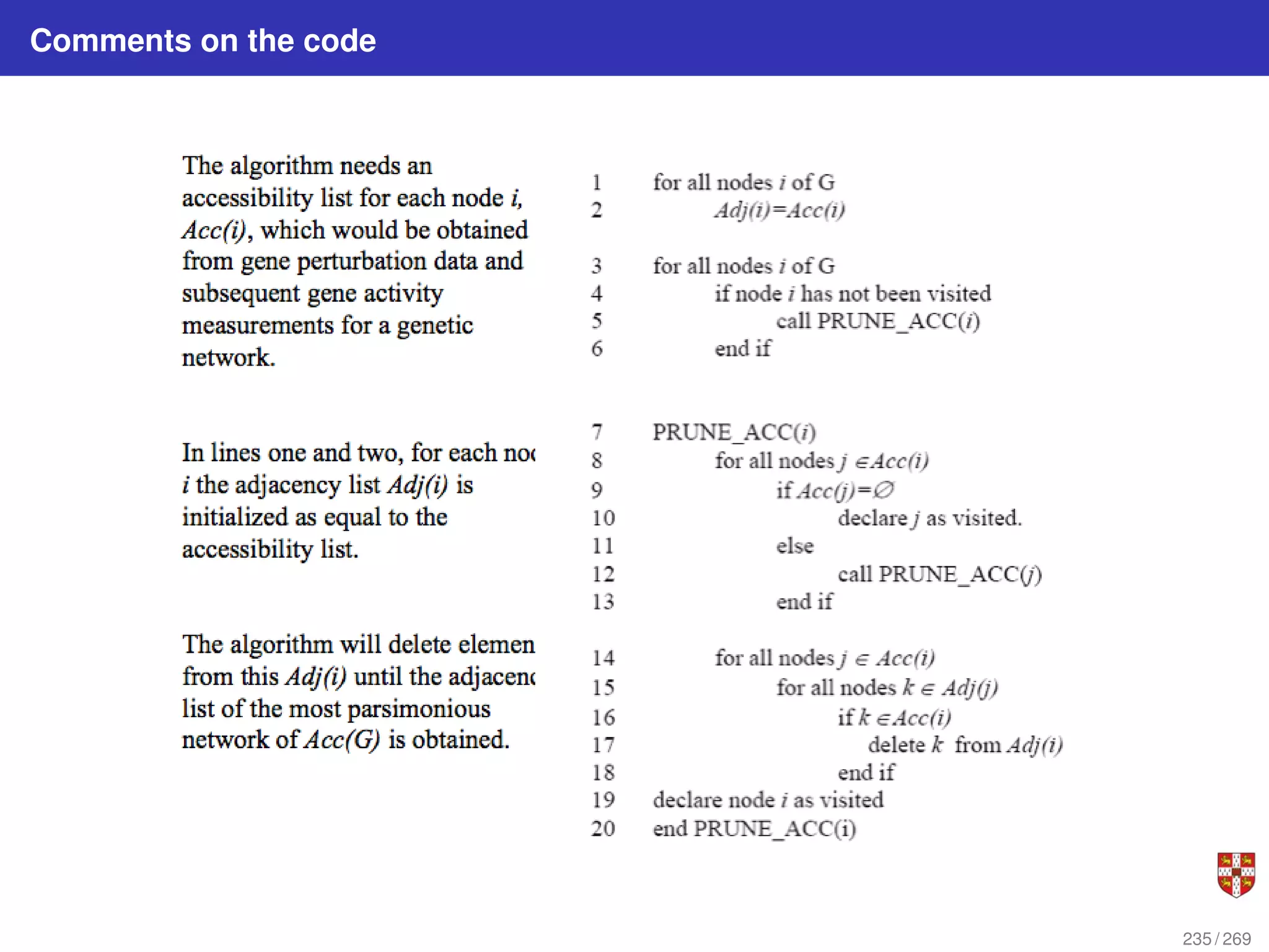 Comments on the code
235 / 269
 