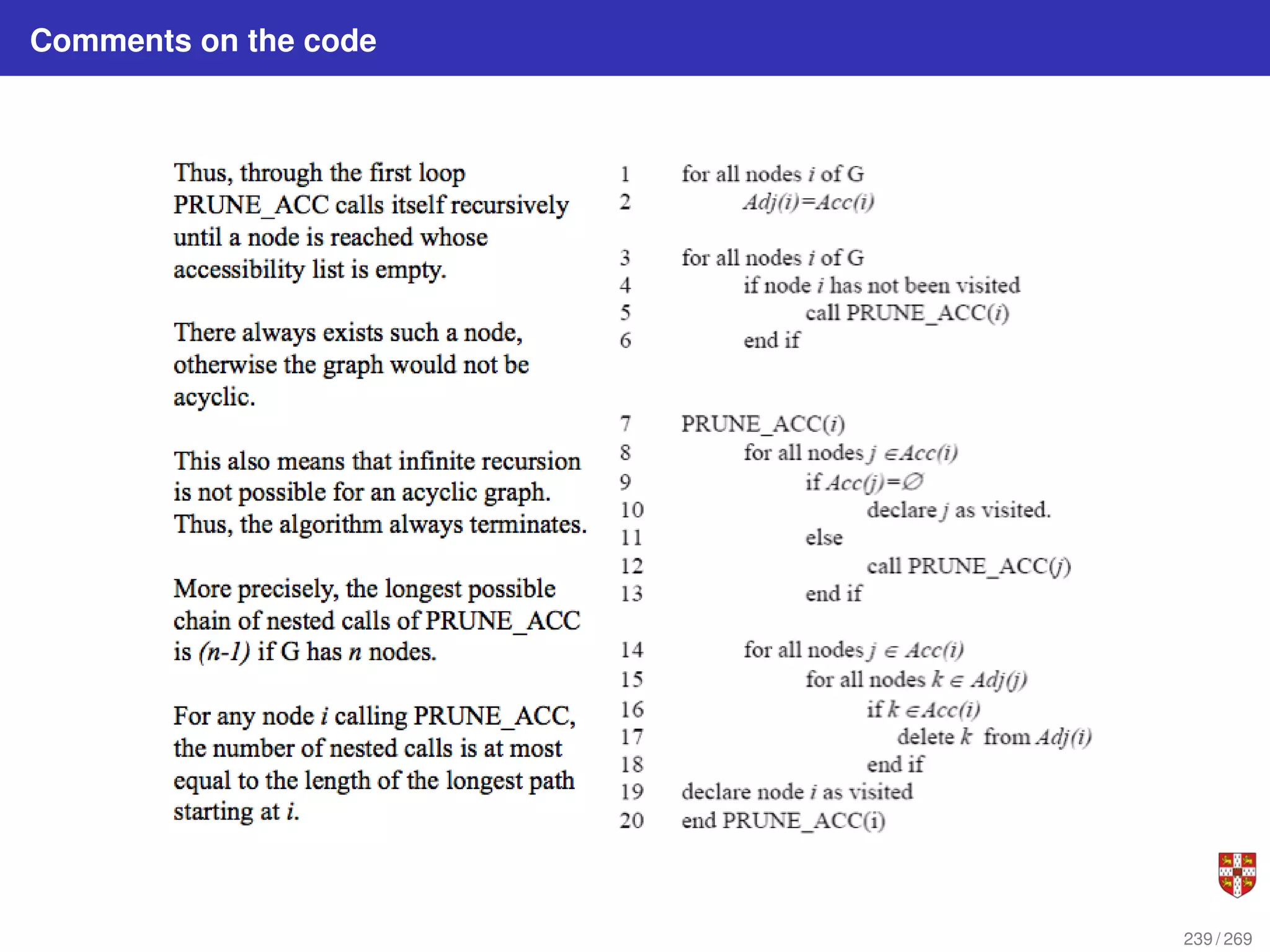 Comments on the code
239 / 269
 