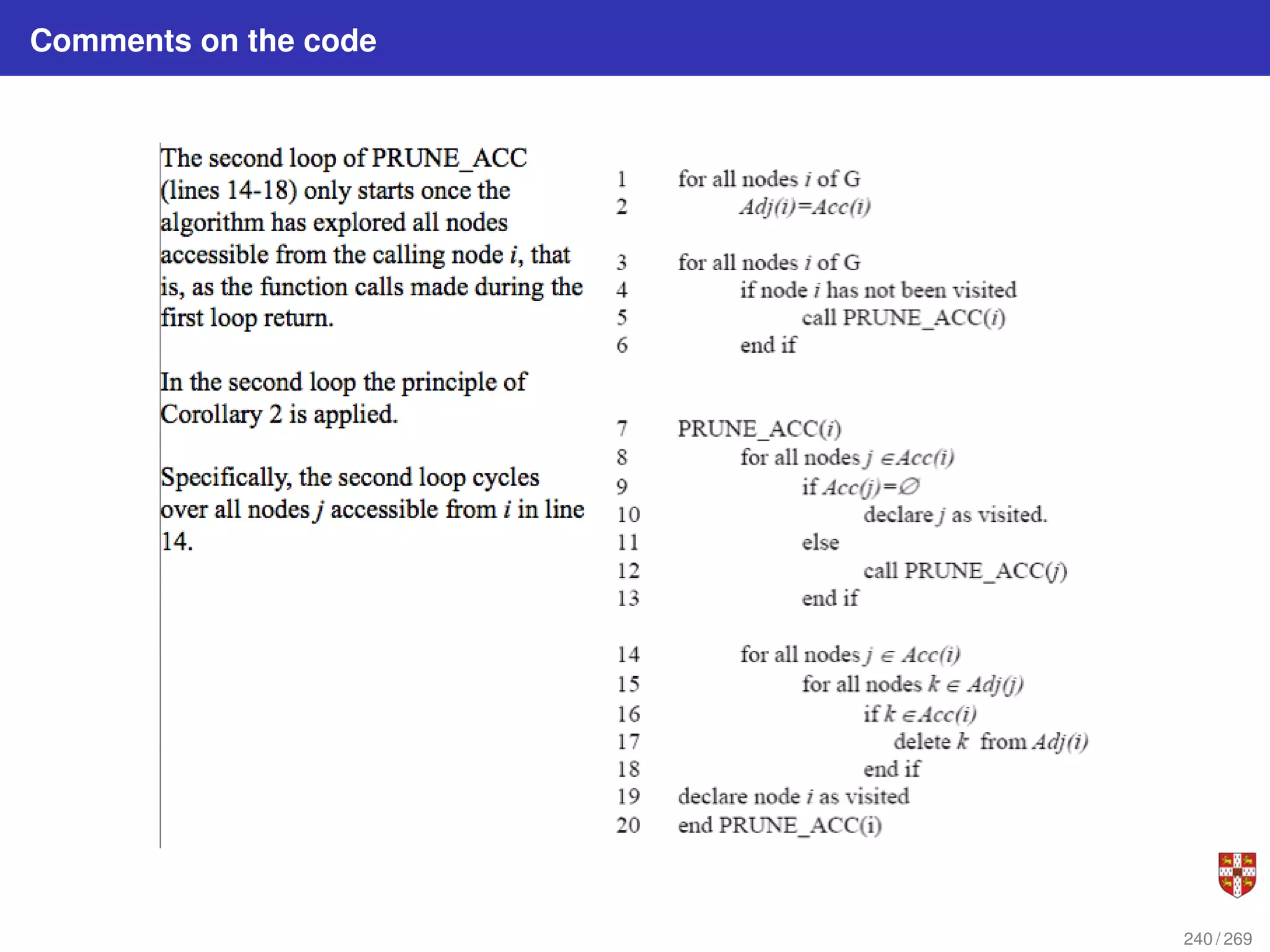 Comments on the code
240 / 269
 