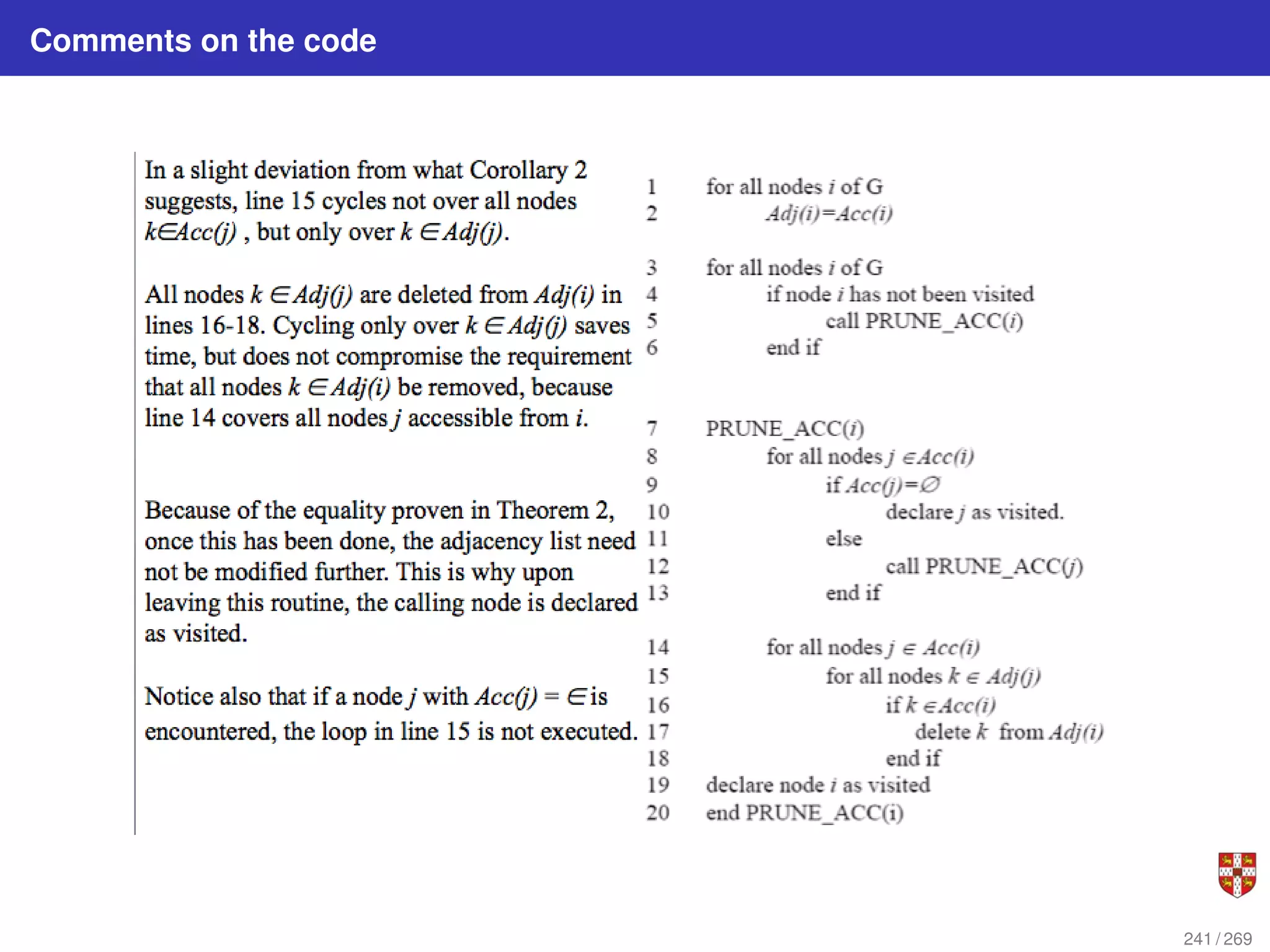 Comments on the code
241 / 269
 
