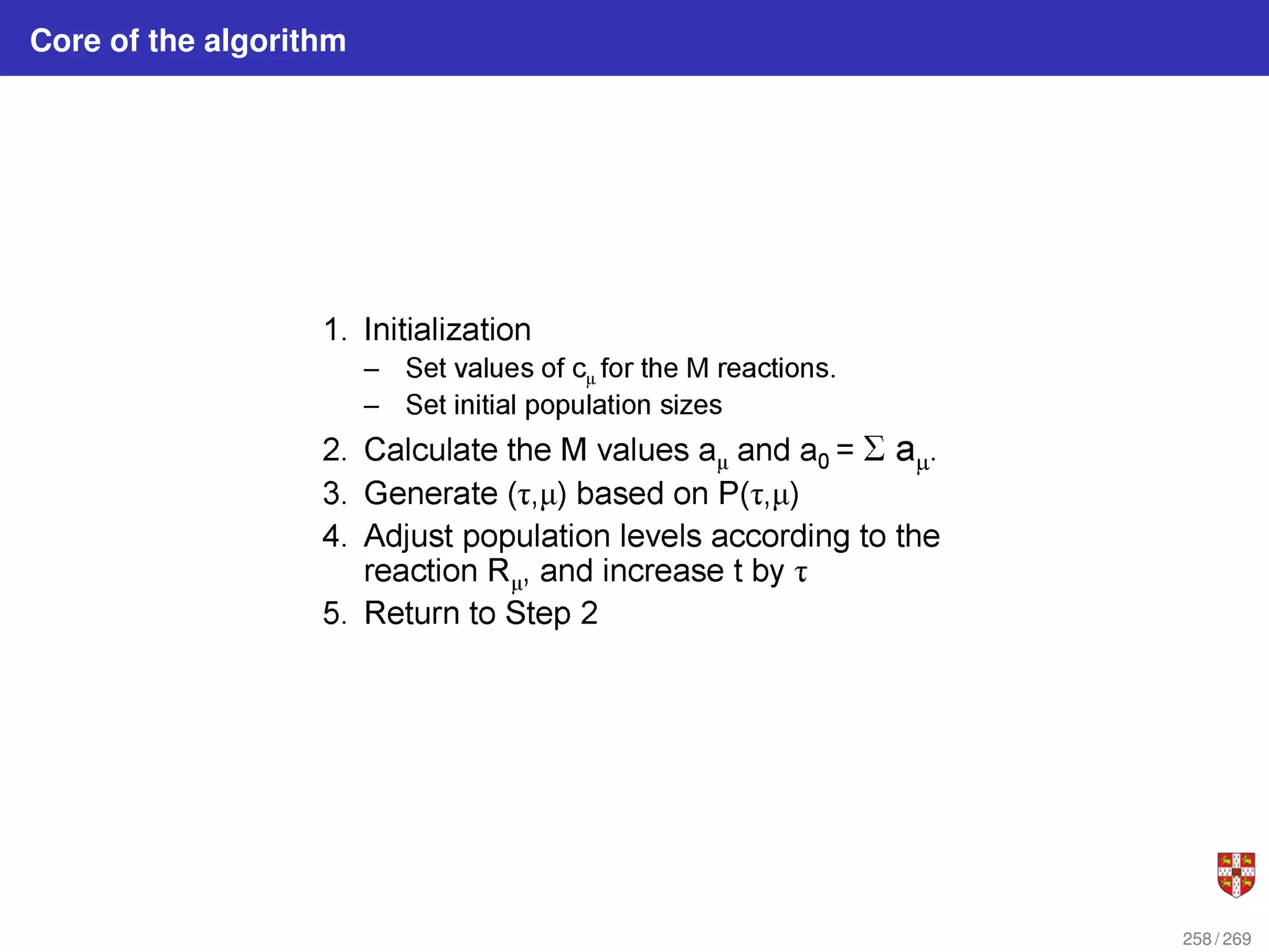Core of the algorithm
258 / 269
 