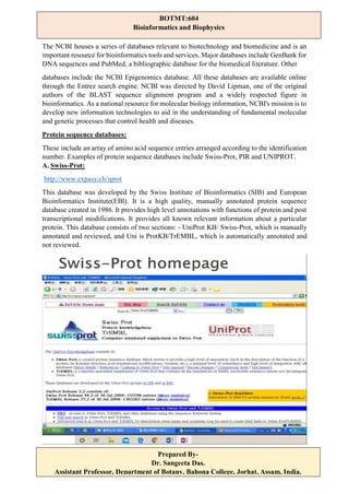 Bioinformatics biological databases | PDF