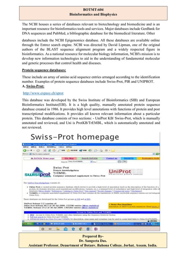 Bioinformatics Biological Databases Bioinformatics Biological Databases