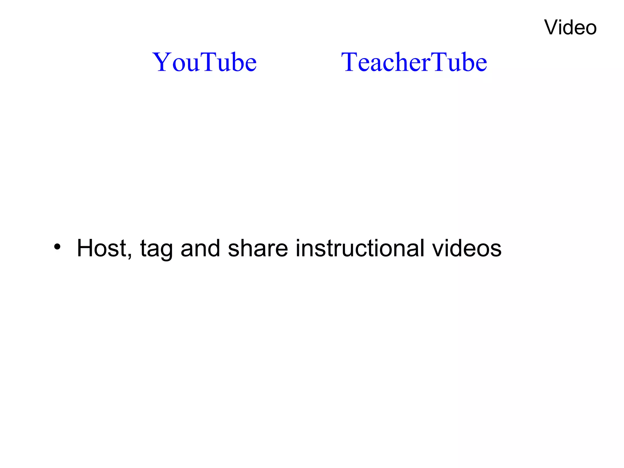 YouTube  TeacherTube Host, tag and share instructional videos Video 