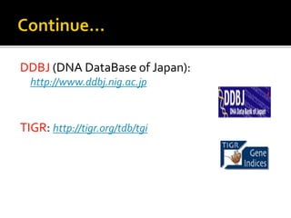 DDBJ (DNA DataBase of Japan):
http://www.ddbj.nig.ac.jp
TIGR: http://tigr.org/tdb/tgi
 