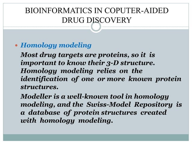 Bioinformatics in drug discovery