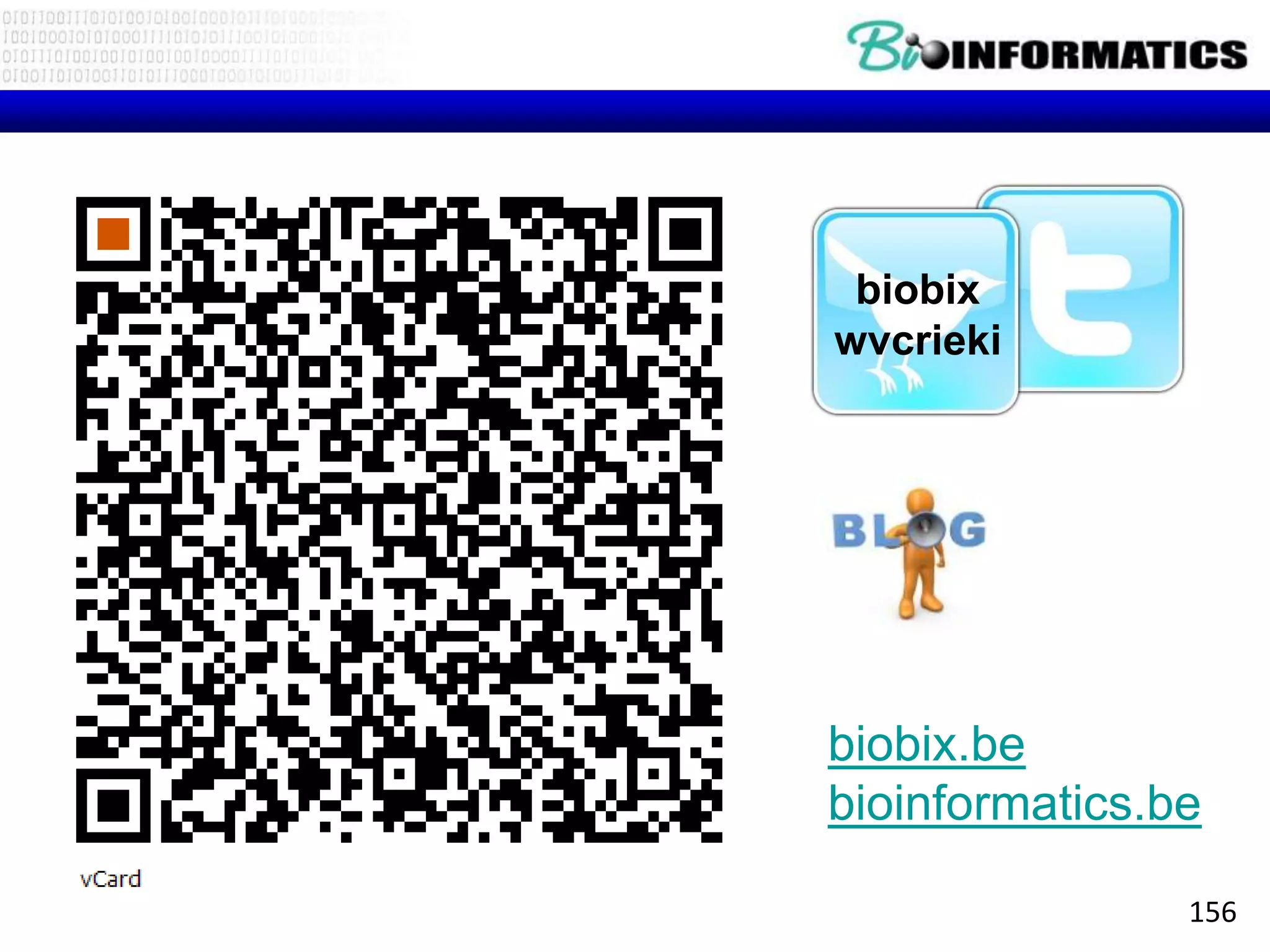 biobix
wvcrieki




biobix.be
bioinformatics.be

                156
 