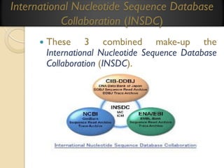 International Nucleotide Sequence Database
Collaboration (INSDC)


These 3 combined make-up the
International Nucleotide Sequence Database
Collaboration (INSDC).

 