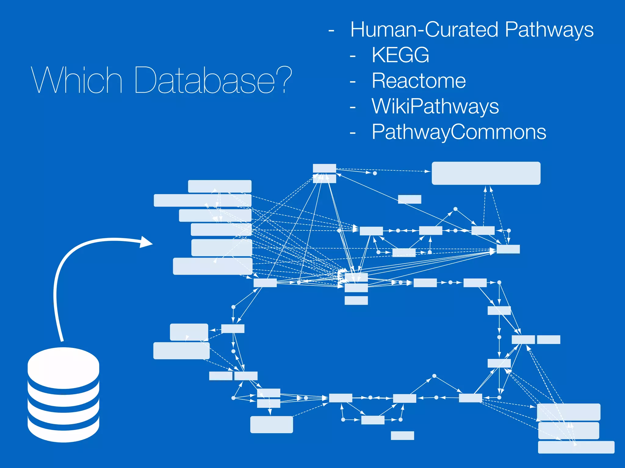Which Database?
- Human-Curated Pathways
- KEGG
- Reactome
- WikiPathways
- PathwayCommons
 
