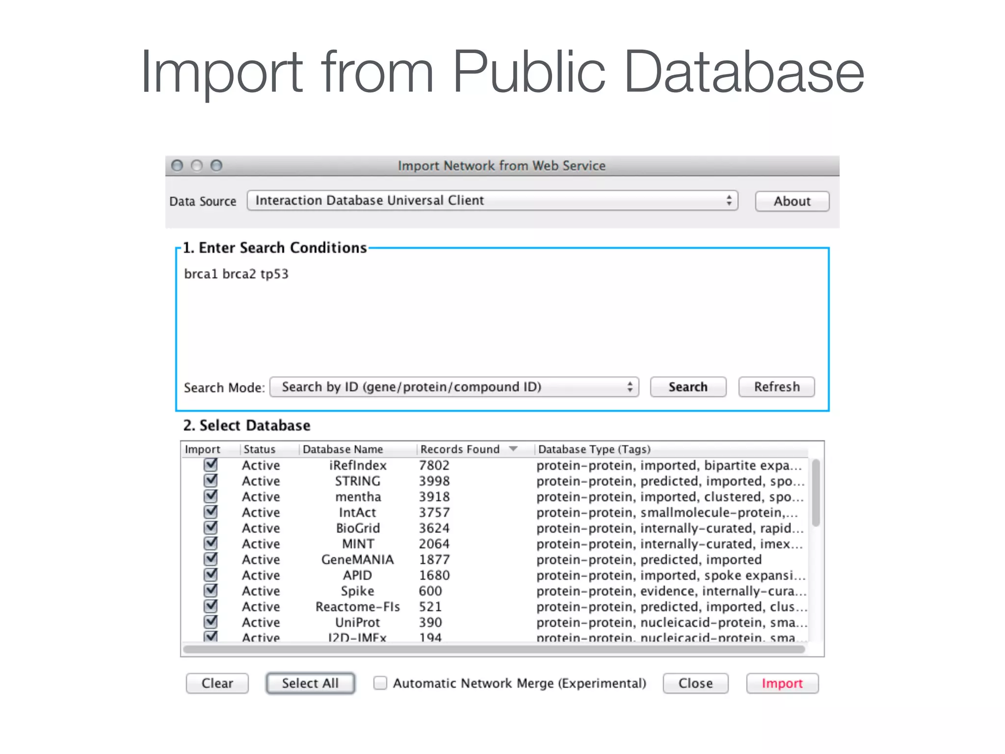 Import from Public Database
 