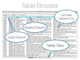 Table Browser
Local Column
Table Tabs
List Data 
(Values in [ ])
Shared Column
 